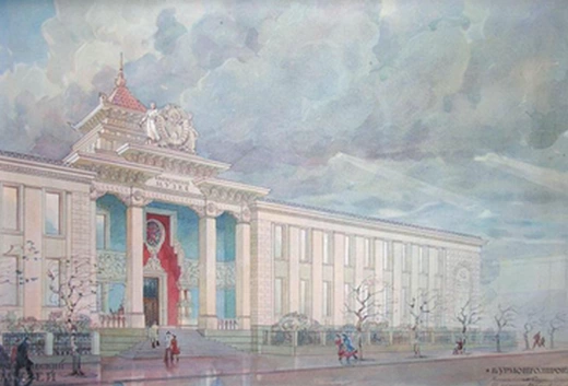 Проект здания краеведческого музея Бурят-Монгольской АССР. Улан-Удэ. 1955