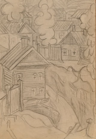 Томск. Пейзаж с деревянными домами. Около 1920