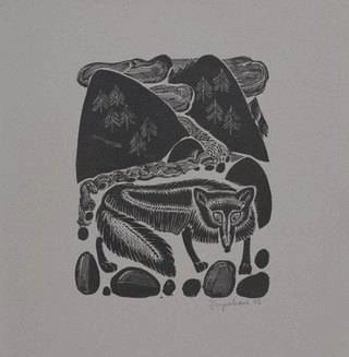 Красная лиса и сыгырган-сеноставец Иллюстрация к книге А. Гарф, П. Кучияка «Алтайские сказки». 1967