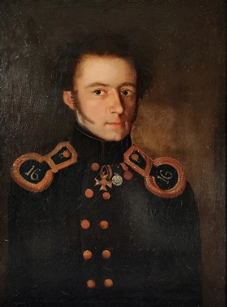 Портрет обер-офицера 27 егерского полка 16 дивизии Шведова. 1819