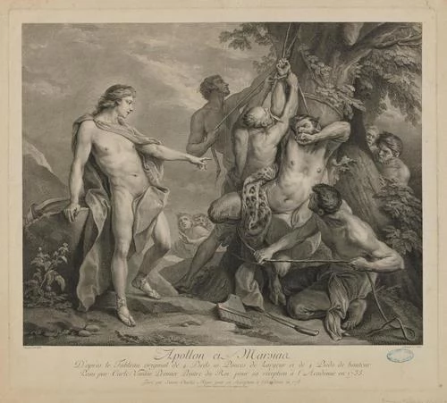 Аполлон и Марсий. 1778. Гравюра с картины Ш. ван Лоо